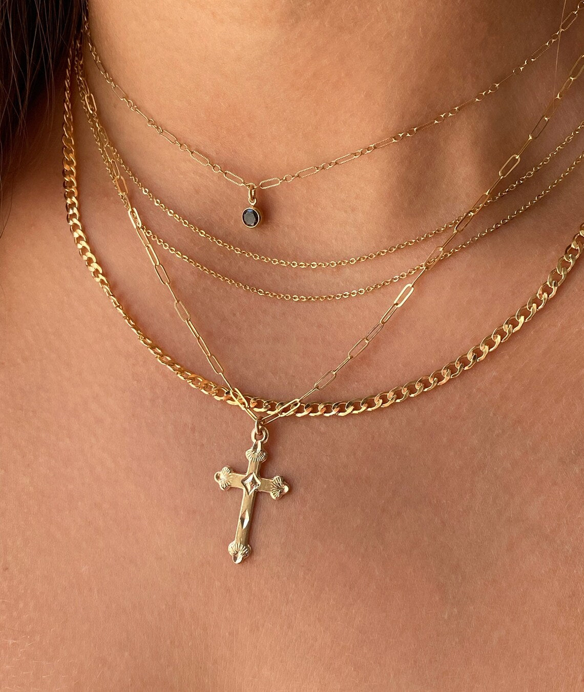 Fancy Diamond Cut Cross Necklace
